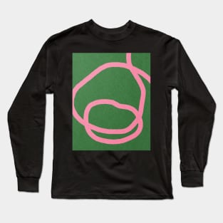 Pink line on green, Abstract art Long Sleeve T-Shirt